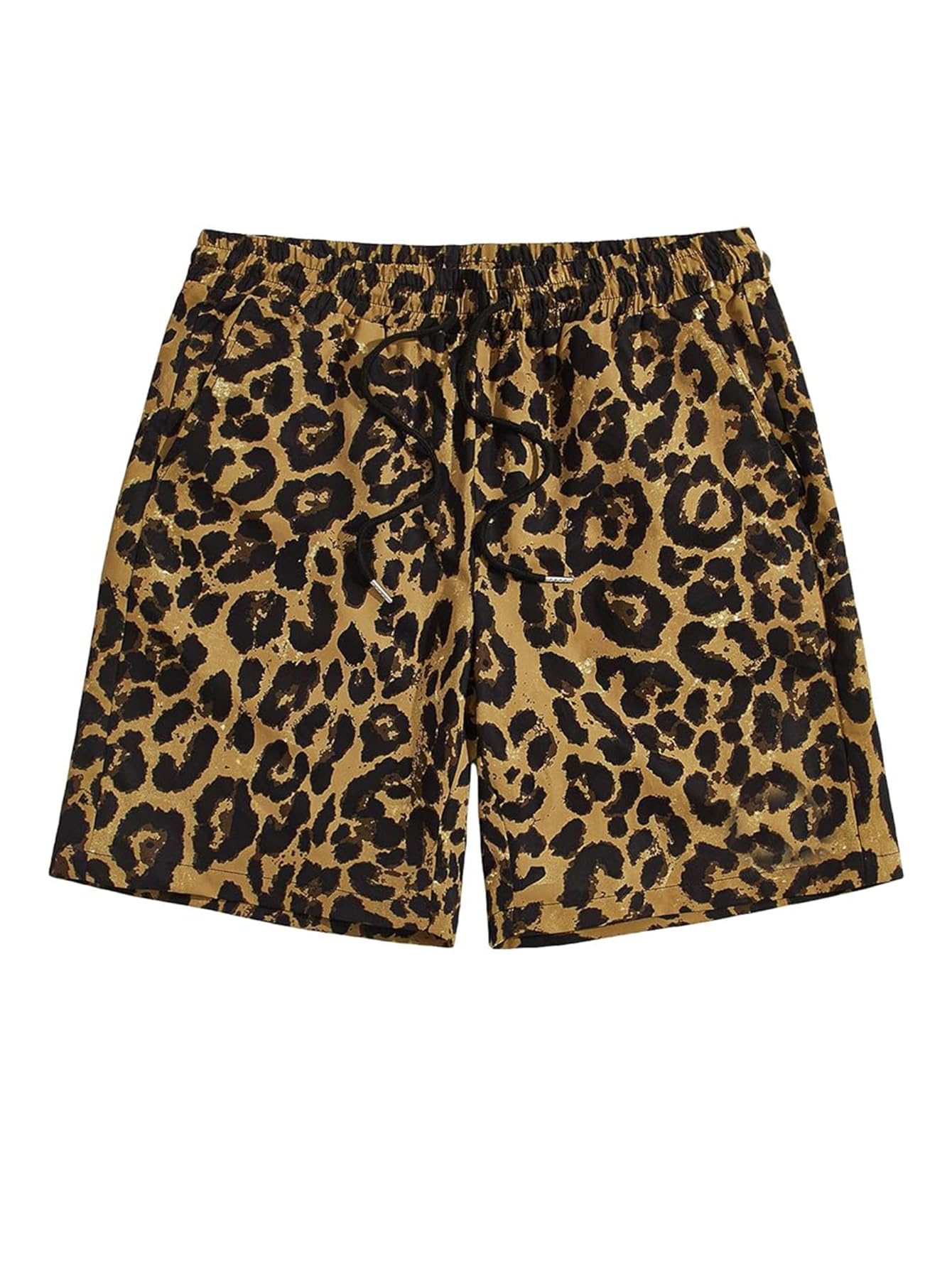 OYOANGLE Men's Leopard Graphic Print Adjustable Elastic Waist Drawstring Workout Shorts for Fitness Enthusiasts
| OYOAN