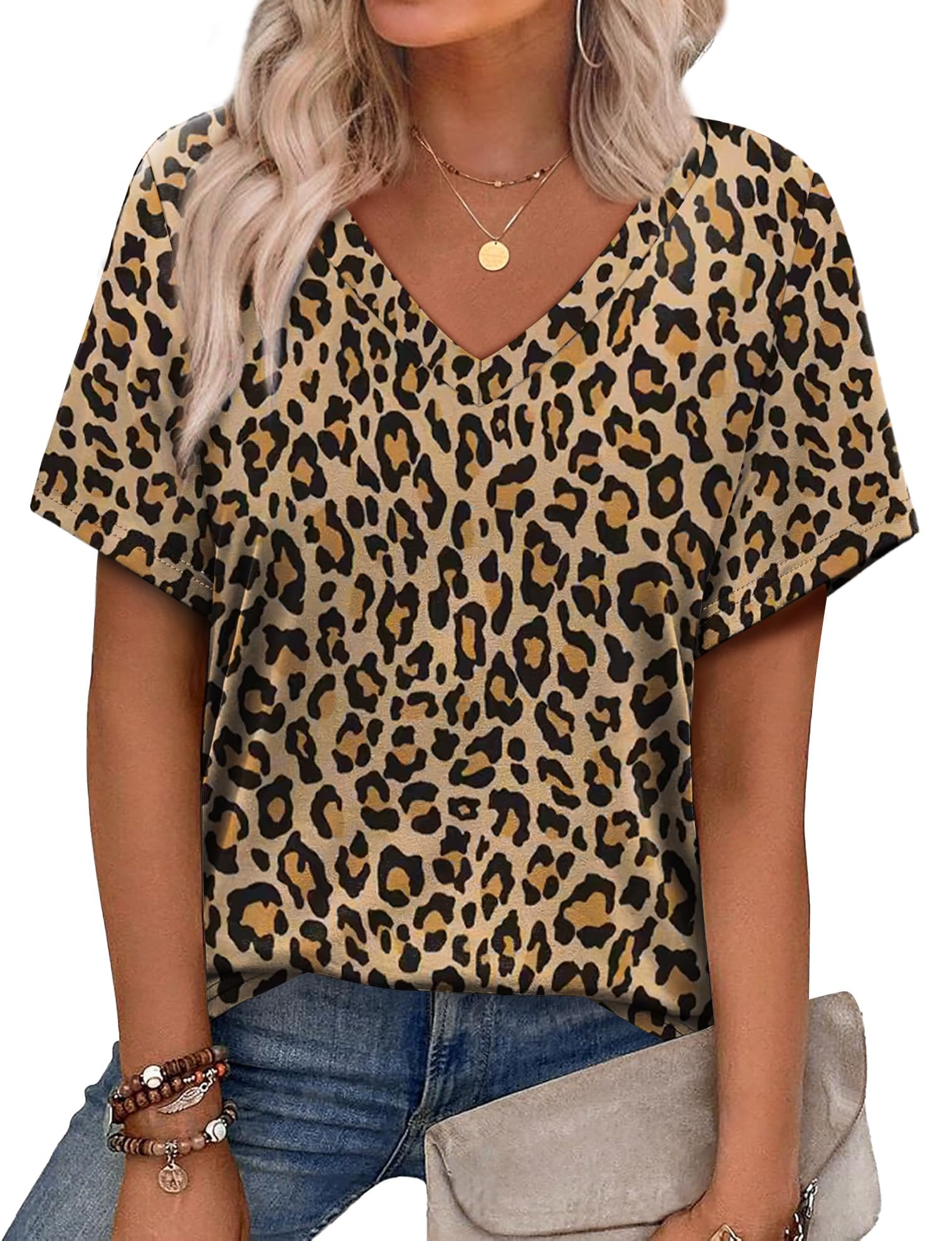 Alaroo Women's Summer V-Neck Short Sleeve Printed Tops Trendy Casual Vacation Outfits
| Alaroo Women's 2025 Summer V-Ne